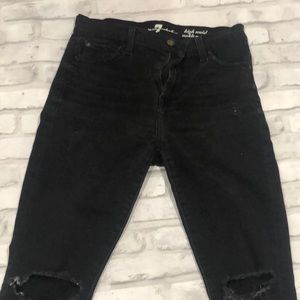 7 for all mankind high waisted ankle black jeans